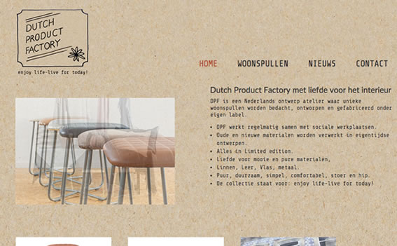 Ontwerp en realisatie website Dutch Product Factory